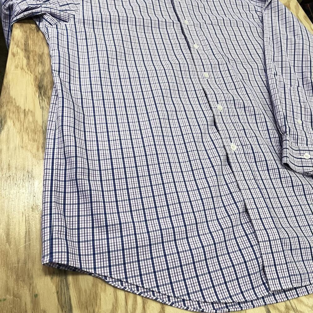 Brooks Brothers The Original Polo Shirt Non Iron Purple Pink Plaid Size Large - Picture 6 of 13
